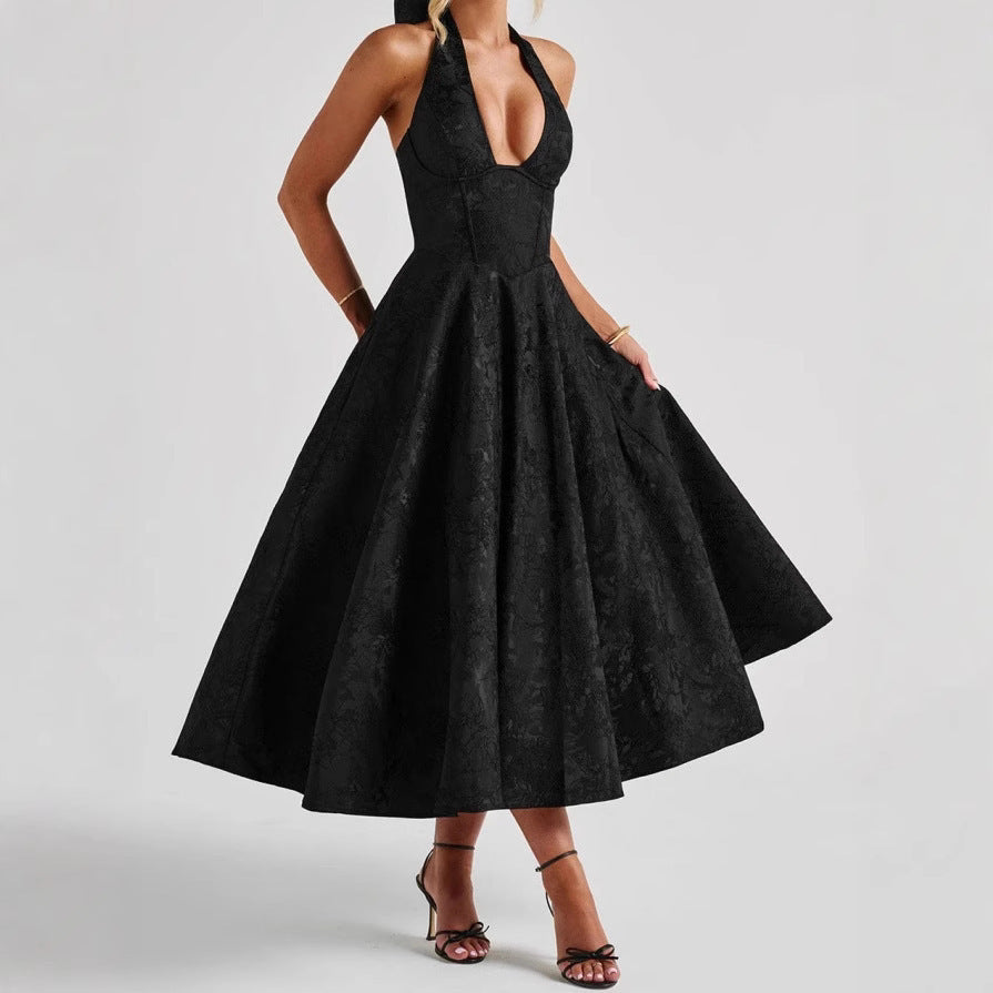 Lola - Stylish Women's A-Line Cocktail Dress with Deep V-Neck