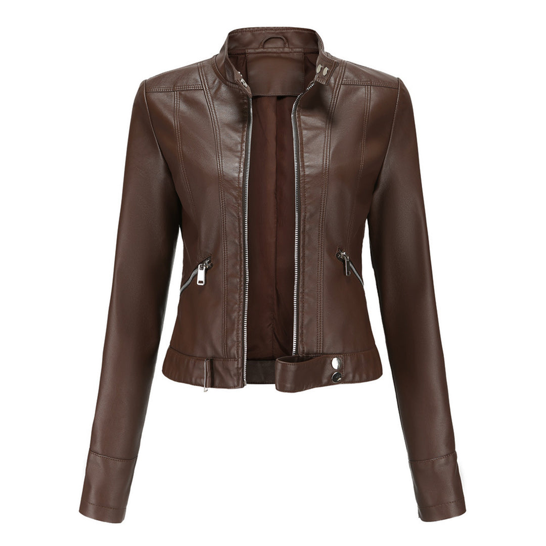 Stylish women's leather jacket in classic design
