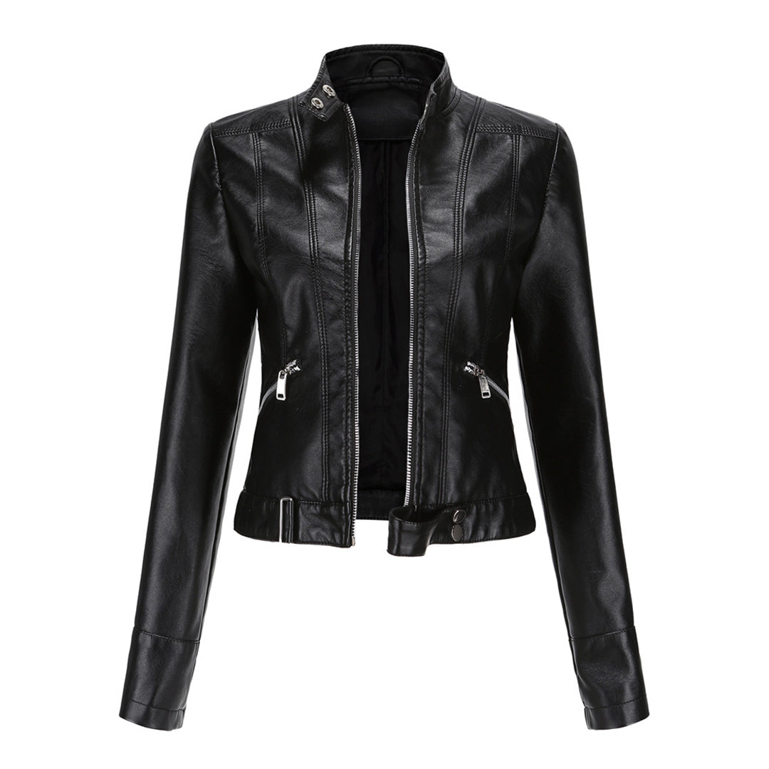 Stylish women's leather jacket in classic design