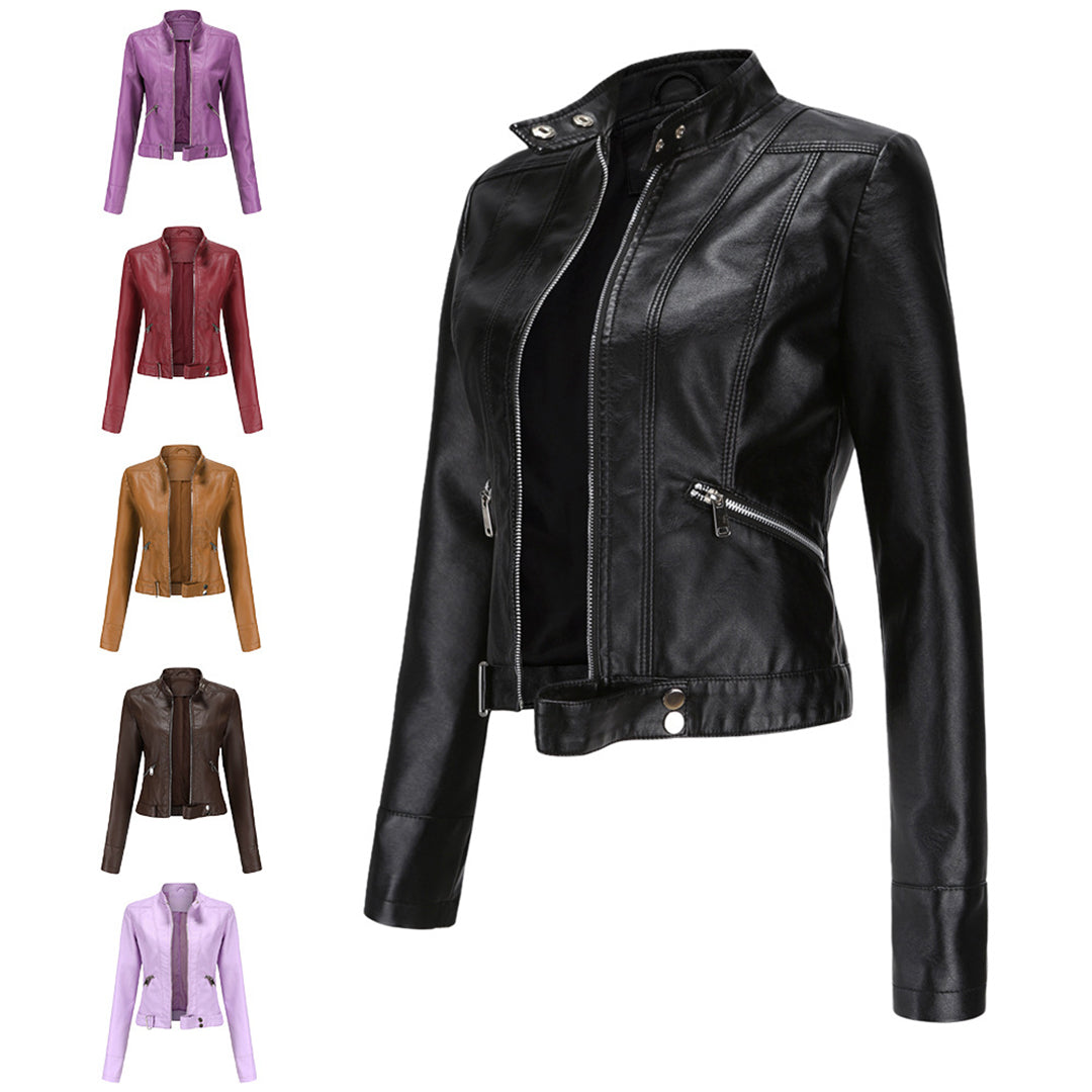 Stylish women's leather jacket in classic design