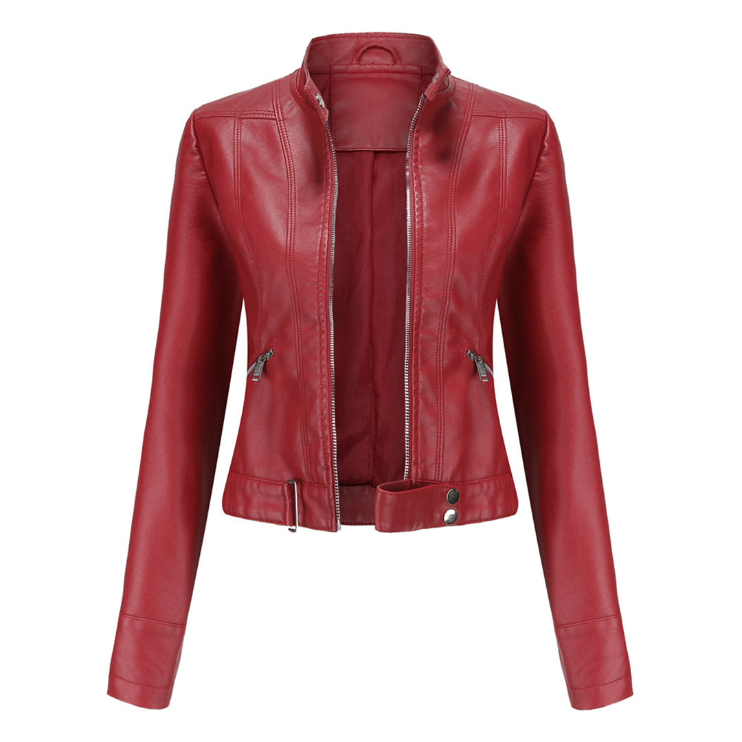 Stylish women's leather jacket in classic design