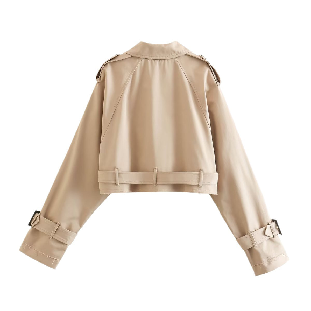 Women's Trendy Cropped Short Trench Coat with Belt